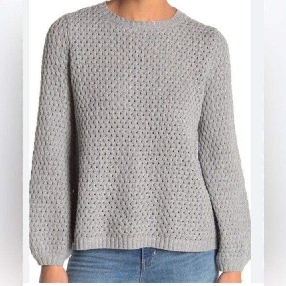 14th & Union New XL Gray Popcorn Knit Bubble Sleeve Sweater